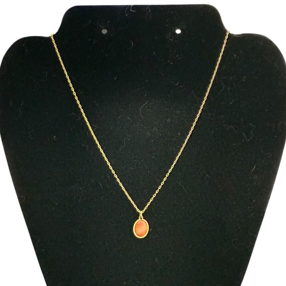 Madewell Dainty Gold-Tone Necklace Natural Stone Pendant Adjustable Length